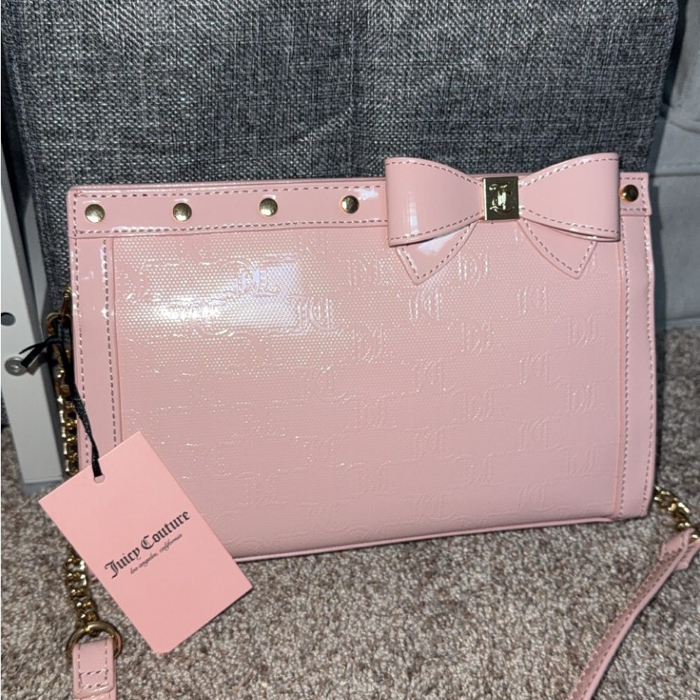 Juicy Couture Pink Bow Accent Crossbody Bag